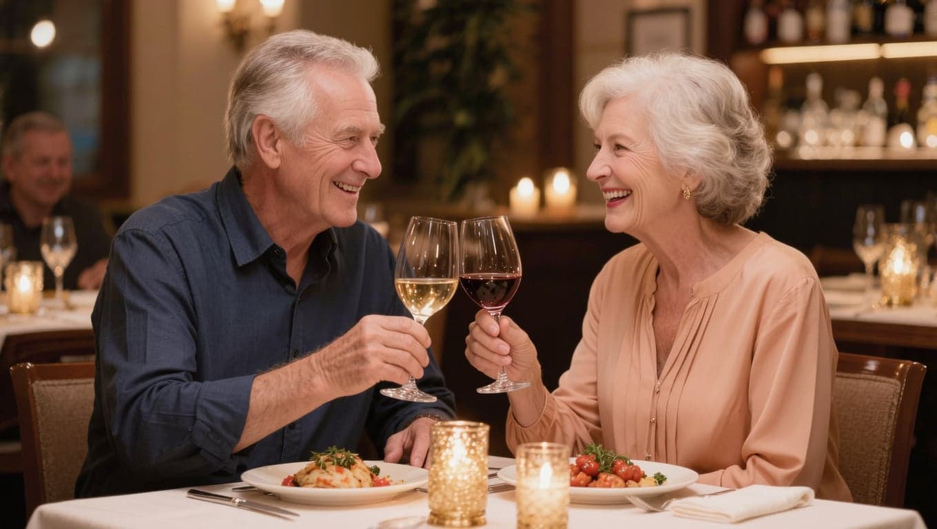 Patient enjoying dinner with restored smile